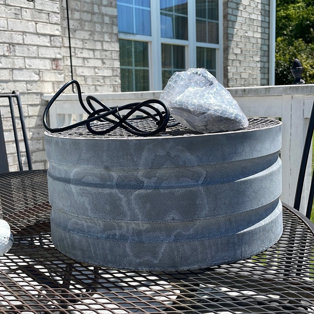 Large Drum Pendant Light in Weathered Zinc